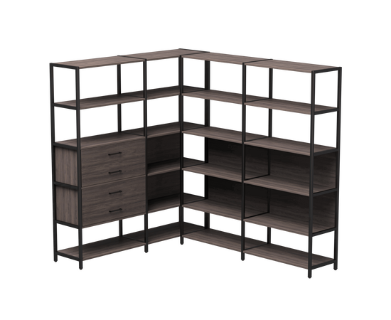 Набор стеллажных систем №17 Everprof EVO 1635x2020x1840 Дуб Пасадена/Черный | Интернет магазин мебели и декора LifeDekor