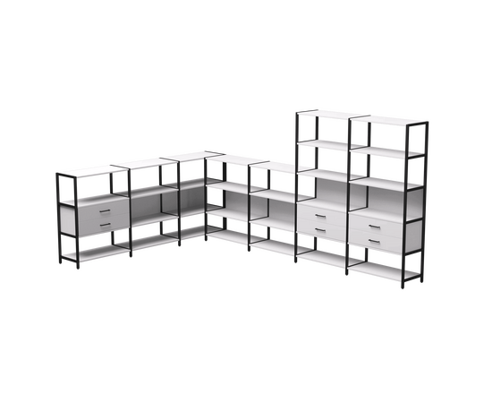 Набор стеллажных систем №19 Everprof EVO 2440x3630x1840 Белый/Черный | Интернет магазин мебели и декора LifeDekor