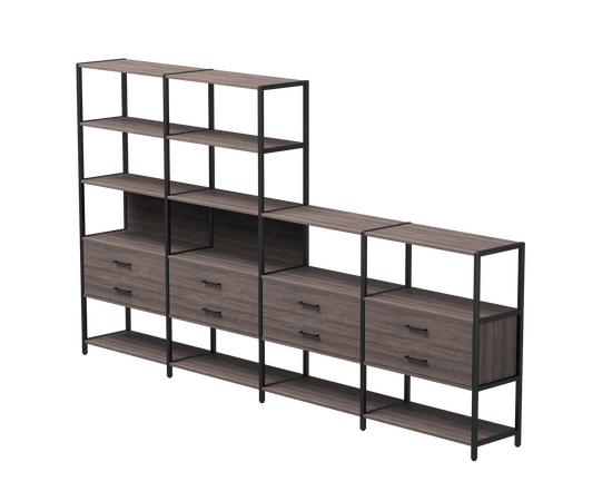 Набор стеллажных систем №13 Everprof EVO 3245x385x1840 Дуб Пасадена/Черный | Интернет магазин мебели и декора LifeDekor