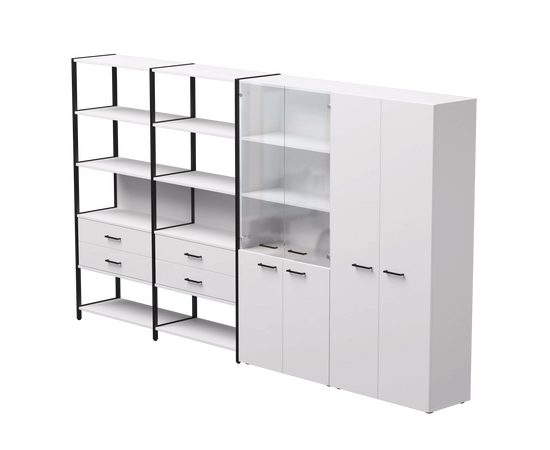 Набор стеллажных систем №16 Everprof EVO 3235x385x1840 Белый/Черный | Интернет магазин мебели и декора LifeDekor