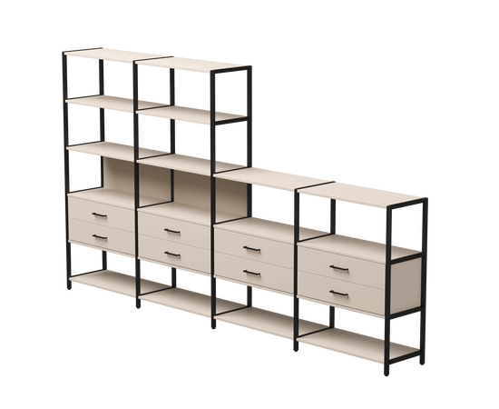 Набор стеллажных систем №13 Everprof EVO 3245x385x1840 Кашемир/Черный | Интернет магазин мебели и декора LifeDekor