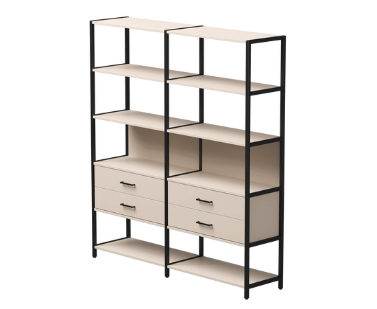 Набор стеллажных систем №7 Everprof EVO 1635x385x1840 Кашемир/Черный | Интернет магазин мебели и декора LifeDekor