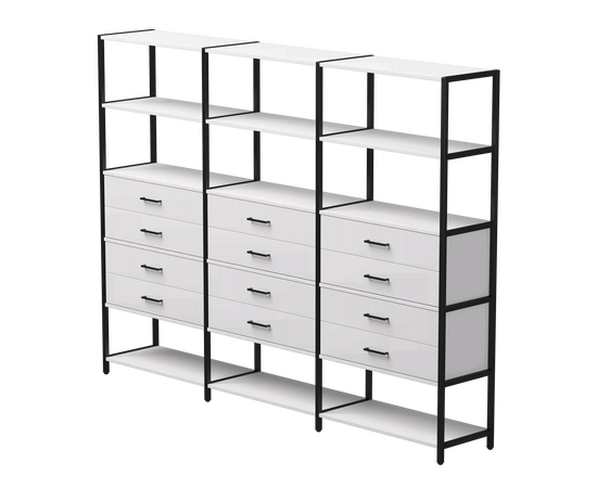 Набор стеллажных систем №10 Everprof EVO 2440x385x1840 Белый/Черный | Интернет магазин мебели и декора LifeDekor