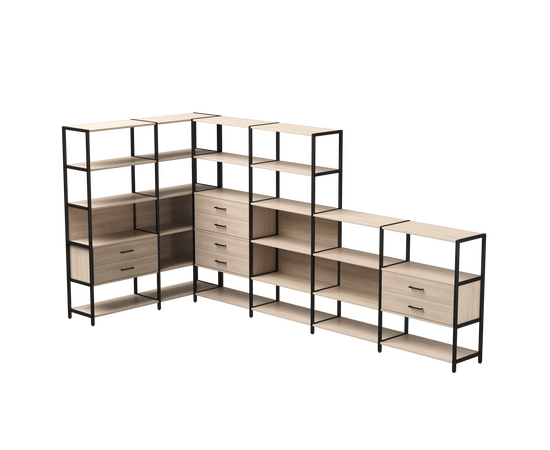 Набор стеллажных систем №18 Everprof EVO 1635x3630x1840 Дуб Соната/Черный | Интернет магазин мебели и декора LifeDekor