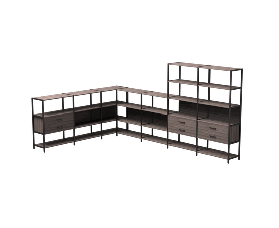 Набор стеллажных систем №19 Everprof EVO 2440x3630x1840 Дуб Пасадена/Черный | Интернет магазин мебели и декора LifeDekor