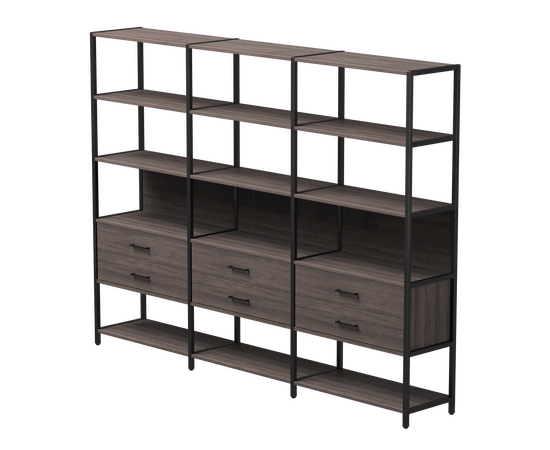 Набор стеллажных систем №9 Everprof EVO 2440x385x1840 Дуб Пасадена/Черный | Интернет магазин мебели и декора LifeDekor