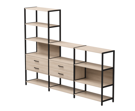 Набор стеллажных систем №11 Everprof EVO 2440x385x1840 Дуб Соната/Черный | Интернет магазин мебели и декора LifeDekor