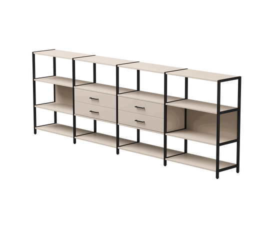 Набор стеллажных систем №4 Everprof EVO 3245x385x1120 Кашемир/Черный | Интернет магазин мебели и декора LifeDekor