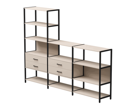 Набор стеллажных систем №11 Everprof EVO 2440x385x1840 Кашемир/Черный | Интернет магазин мебели и декора LifeDekor