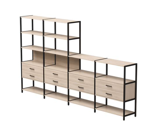 Набор стеллажных систем №13 Everprof EVO 3245x385x1840 Дуб Соната/Черный | Интернет магазин мебели и декора LifeDekor