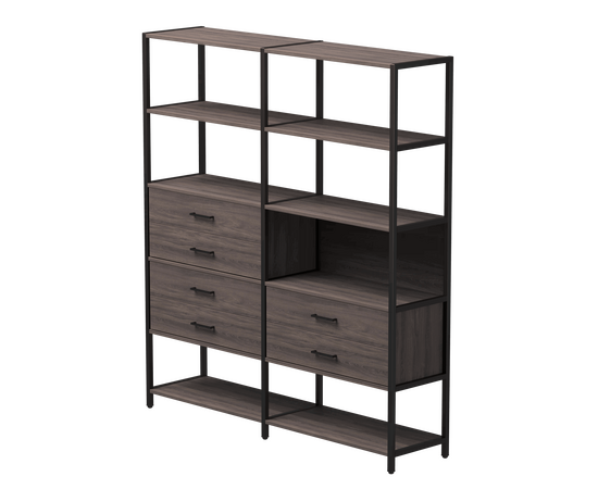 Набор стеллажных систем №8 Everprof EVO 2440x385x1840 Дуб Пасадена/Черный | Интернет магазин мебели и декора LifeDekor