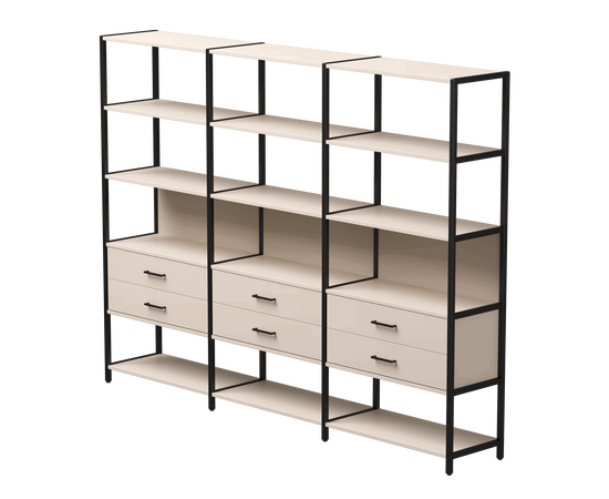 Набор стеллажных систем №9 Everprof EVO 2440x385x1840 Кашемир/Черный | Интернет магазин мебели и декора LifeDekor