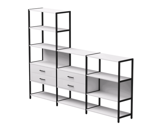Набор стеллажных систем №11 Everprof EVO 2440x385x1840 Белый/Черный | Интернет магазин мебели и декора LifeDekor