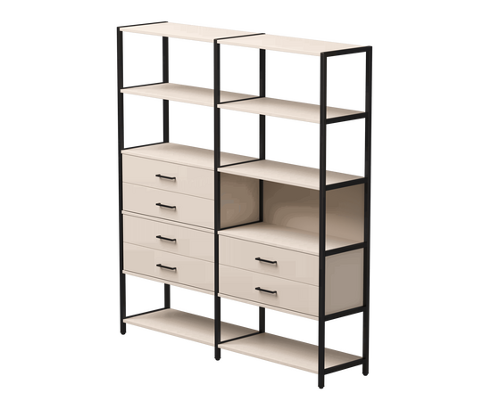 Набор стеллажных систем №8 Everprof EVO 2440x385x1840 Кашемир/Черный | Интернет магазин мебели и декора LifeDekor