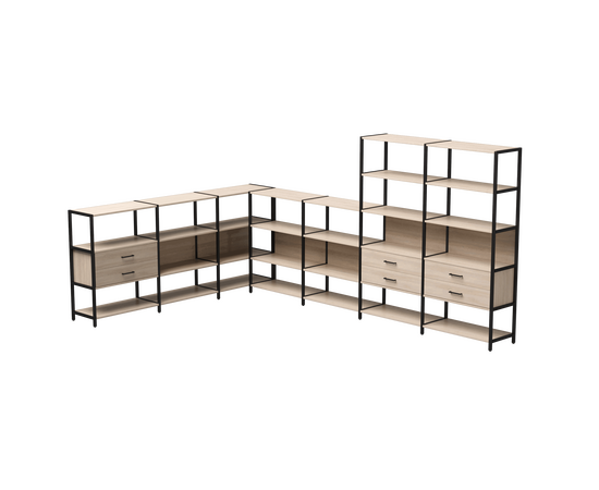 Набор стеллажных систем №19 Everprof EVO 2440x3630x1840 Кашемир/Черный | Интернет магазин мебели и декора LifeDekor