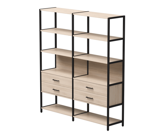 Набор стеллажных систем №7 Everprof EVO 1635x385x1840 Дуб Соната/Черный | Интернет магазин мебели и декора LifeDekor