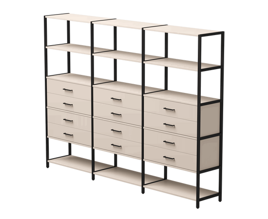 Набор стеллажных систем №10 Everprof EVO 2440x385x1840 Кашемир/Черный | Интернет магазин мебели и декора LifeDekor