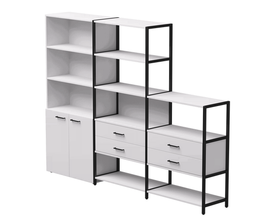 Набор стеллажных систем №12 Everprof EVO 2435x385x1840 Белый/Черный | Интернет магазин мебели и декора LifeDekor