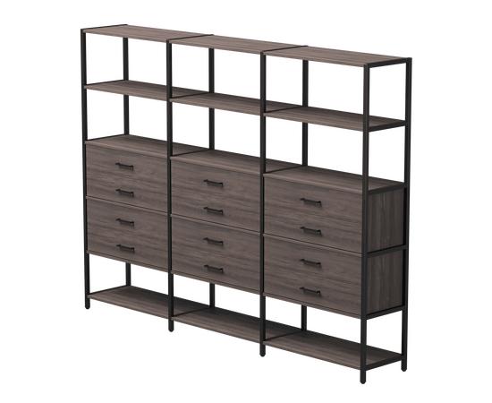 Набор стеллажных систем №10 Everprof EVO 2440x385x1840 Дуб Пасадена/Черный | Интернет магазин мебели и декора LifeDekor