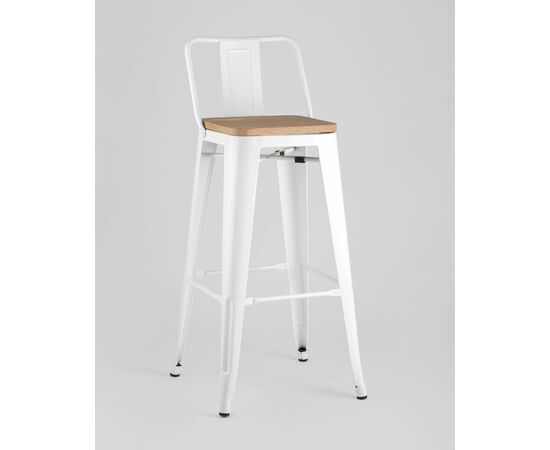 Стул барный TOLIX WOOD со спинкой белый глянцевый, изображение 2 | Интернет магазин мебели и декора LifeDekor