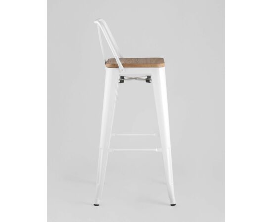 Стул барный TOLIX WOOD со спинкой белый глянцевый, изображение 3 | Интернет магазин мебели и декора LifeDekor