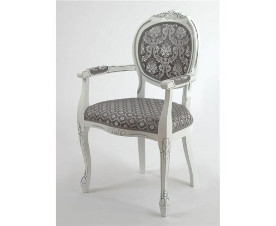 Кресло Милорд-12 (Белый + патина серебро/ткань ткань Yara 149/1; Yara diamond 149/1) | Интернет магазин мебели и декора LifeDekor