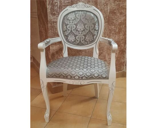 Кресло Милорд-12 (Белый + патина серебро/ткань ткань Yara 149/1; Yara diamond 149/1), изображение 3 | Интернет магазин мебели и декора LifeDekor