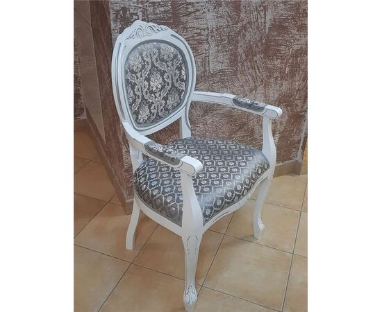 Кресло Милорд-12 (Белый + патина серебро/ткань ткань Yara 149/1; Yara diamond 149/1), изображение 4 | Интернет магазин мебели и декора LifeDekor