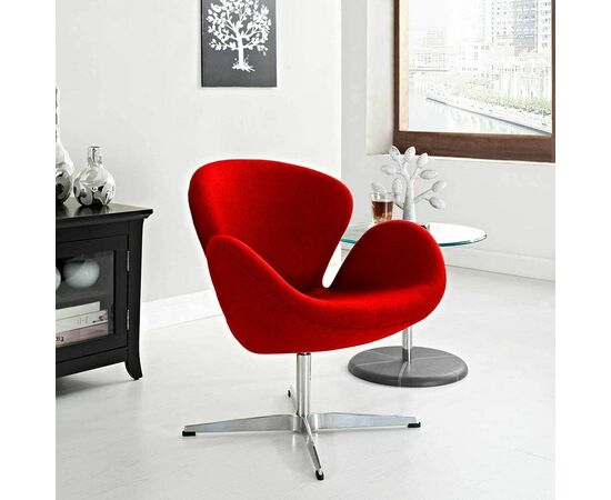 Кресло SWAN CHAIR красный кашемир, Цвет: Красный, изображение 5 | Интернет магазин мебели и декора LifeDekor