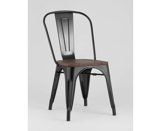 Стул TOLIX WOOD черный глянцевый, изображение 2 | Интернет магазин мебели и декора LifeDekor