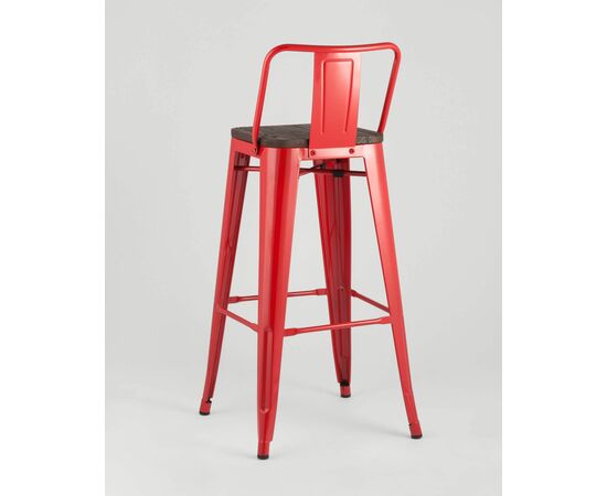 Стул барный TOLIX WOOD со спинкой красный глянцевый, изображение 7 | Интернет магазин мебели и декора LifeDekor