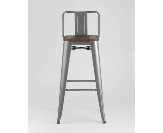 Стул барный TOLIX WOOD со спинкой серебристый матовый, изображение 3 | Интернет магазин мебели и декора LifeDekor
