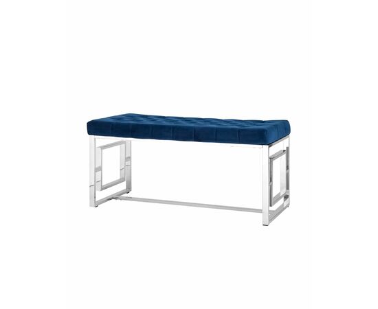 Банкетка-скамейка БРУКЛИН велюр синий сталь серебро | Интернет магазин мебели и декора LifeDekor