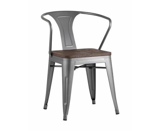 Стул TOLIX ARM WOOD с подлокотниками серебристый | Интернет магазин мебели и декора LifeDekor
