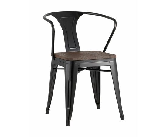 Стул TOLIX ARM WOOD с подлокотниками черный | Интернет магазин мебели и декора LifeDekor