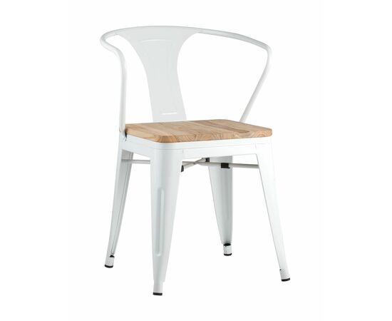 Стул TOLIX ARM WOOD с подлокотниками белый | Интернет магазин мебели и декора LifeDekor