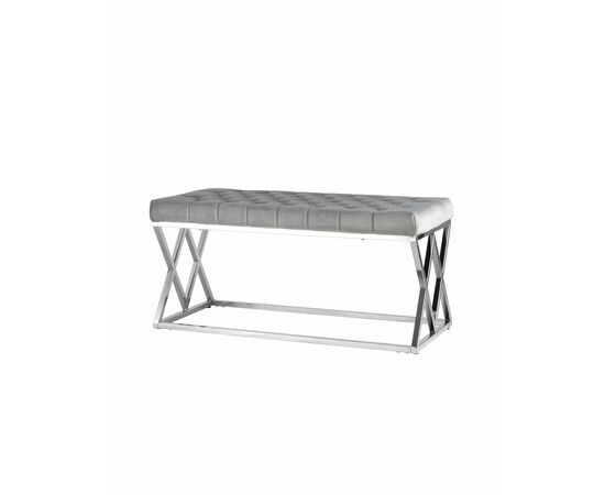 Банкетка ИНСИГНИЯ велюр серый сталь серебро | Интернет магазин мебели и декора LifeDekor