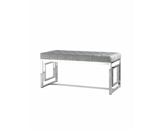 Банкетка-скамейка БРУКЛИН велюр серый сталь серебро | Интернет магазин мебели и декора LifeDekor