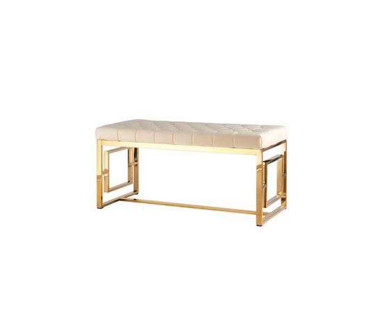 Банкетка-скамейка БРУКЛИН велюр бежевый сталь золото | Интернет магазин мебели и декора LifeDekor