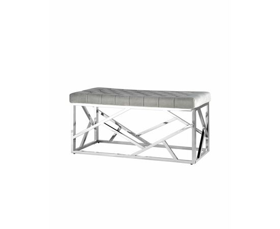 Банкетка-скамейка АРТ ДЕКО велюр серый сталь серебро | Интернет магазин мебели и декора LifeDekor