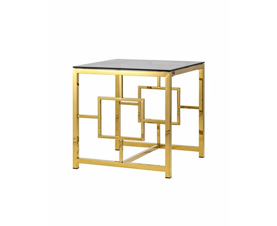 Журнальный столик 55*55 БРУКЛИН стекло smoke сталь золото | Интернет магазин мебели и декора LifeDekor