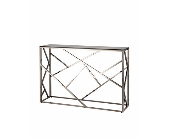 Консоль АРТ ДЕКО 115*30 стекло smoke сталь тёмный хром | Интернет магазин мебели и декора LifeDekor