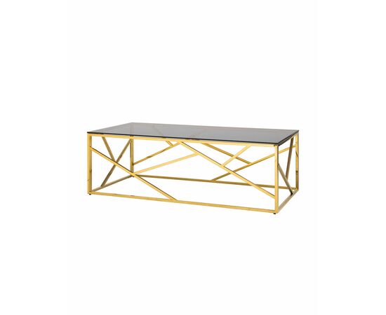 Журнальный стол 120*60 АРТ ДЕКО стекло smoke сталь золото | Интернет магазин мебели и декора LifeDekor