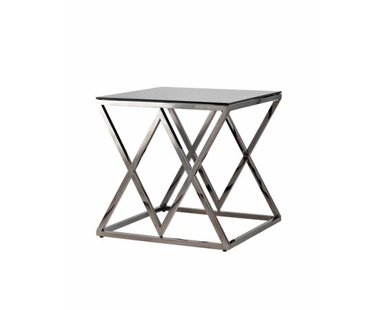 Журнальный стол 55*55 ИНСИГНИЯ сталь темный хром стекло smoke | Интернет магазин мебели и декора LifeDekor