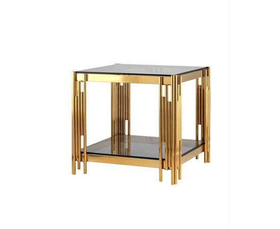 Журнальный столик 55*55 ГЭТСБИ золото стекло smoke | Интернет магазин мебели и декора LifeDekor