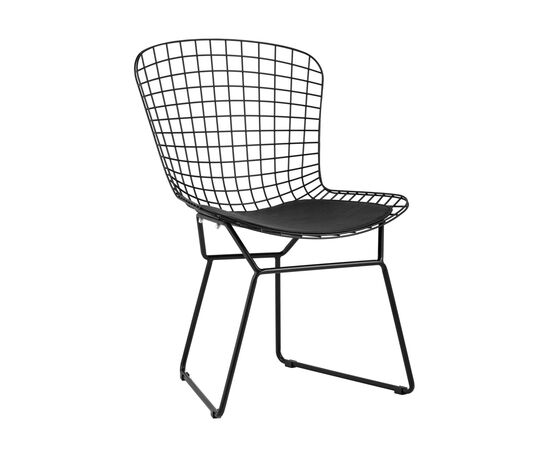 Стул обеденный Bertoia черный с черной подушкой | Интернет магазин мебели и декора LifeDekor