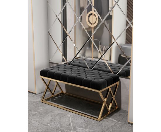 Банкетка ИНСИГНИЯ черная велюр, изображение 3 | Интернет магазин мебели и декора LifeDekor