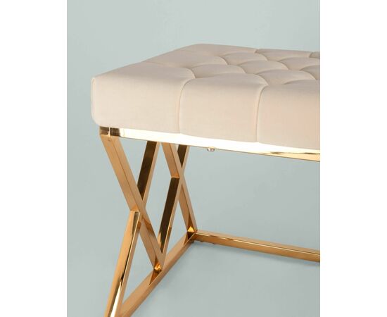 Банкетка ИНСИГНИЯ велюр бежевый сталь золото, изображение 6 | Интернет магазин мебели и декора LifeDekor
