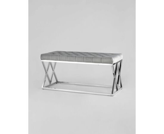 Банкетка ИНСИГНИЯ велюр серый сталь серебро, изображение 2 | Интернет магазин мебели и декора LifeDekor