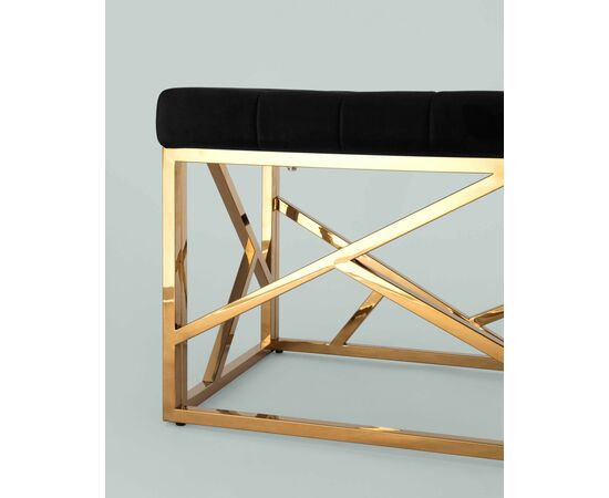 Банкетка-скамейка АРТ ДЕКО велюр черный сталь золото, изображение 4 | Интернет магазин мебели и декора LifeDekor